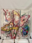 Colorful Butterfly Abstract Mixed Media Art On Canvas 14x14 Original
