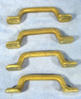 Vintage Set Of 4 Heavy Solid Brass Drawer 4  Pulls