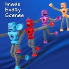 4 Pcs Telescopic Suction Cup Robot Toy  Easter Day Gift For Kid Toddlers Boy    