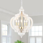 Antique Wood Chandelier Rustic Farmhouse Light French Country Fixture Kitchen Us