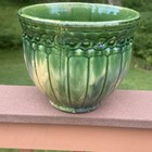 1920s Mccoy Blended Ribbed Large Jardinere In Green Planter Pottery Antique Vtg