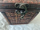 Vintage Woven Wooden Brown Trinket Box  Latch Hook Closure Miniature
