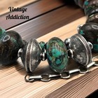 Turquoise Mercury Dime Navajo Pearl Saucer Bead Necklace Sterling Graduated   