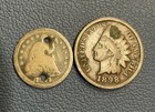 U s Coin Collection - 1844 P Seated Liberty Half Dime   1898 Indian Head Cent