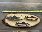 Hand Carved Hand Painted Wood Carving Trout Fish Wall Art Sculptures Set Of 2