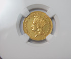 1866  3 00 Gold Indian Princess Better Date Ngc Au Cleaned Doesn t Look Cleaned   