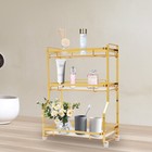 3-tier Bathroom Countertop Organizer With Stylish Gold And Marble Design