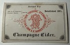 Antique Champagne Cider Label Theodore Stewart John Warren Ny Vtg Est 1861