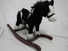 Qaba Kids Wooden Plush Ride-on Rocking Horse Chair Toy With Realistic Sounds