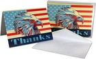 Patriotic Bald Eagle Thank You Cards  - Blank Inside - 5 5 x4 25  - 12 Pack