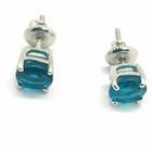 Gift 2ct Round Lab-created Blue Topaz Stud Earring 14k White Gold Plated Women