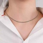 9 50ct Round Cut Lab Created Black Diamond Tennis Necklace 14k White Gold Plated