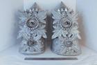 Pair Vintage Mexican Tin Hojalata Architectural Finials 19  And A Free Gift