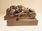 Vintage Pair Lion Of Lucerne Bookends Bronze Clad Metal Swiss Guard 6  X 7 5 