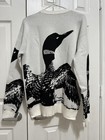 Waggle Men   s Loon Call Wildknit Crewneck Sweater In Black white Color  size M  