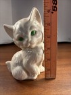 Vintage 90s White Kitten Cat With Green Eyes 6   ceramic Figurine Pre-loved