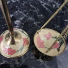 Vintage Decorative Brass Balance Scale With Hand-painted Floral  Accents  7 5 