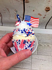 Cute 4th Of July Patriotic Themed Fake Whipped Cream Cupcake Tiered Tray Decor