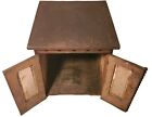 Antique Victorian Ornate Wooden Pigeon Hole Box Cabinet Cupboard Glass Windows 