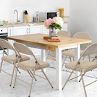 Folding Chairs Padded Seats Metal Frame 350 Lbs Capacity Khaki Set Of 4