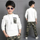 2pcs  Set Teen Toddler Kids Baby Boys Clothes T-shirt Tops camo Pants Outfits H