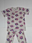 Vintage Barney Bop Pajamas Two Piece Set Size 7 Aop 1990s Flaws Stains Retro