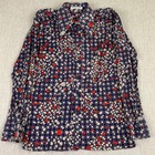 Vintage 1970s Disco Shirt Adult Atomic Mid Centruy Geometric Pattern Dagger Read