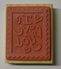 New Happy Postage Stamp I Love You  Wood Mount Rubber Stamp Greenbrier 3x2 5