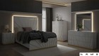 New 5pc Modern Italian Led Queen King Gloss White Gold Bedroom Set Bed d m n c