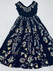 Vtg 1950s Hand Painted Mexican Circle Skirt   Matching Shirt Sz Xs Sequins Euc