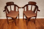 Pair Of Antique Chinoiserie Rosewood Corner Chairs - Vintage - Cushions Included