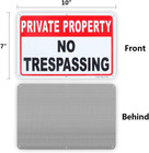 3 Private Property No Trespassing Signs  10 x7   Aluminum Reflective  Uv-protect