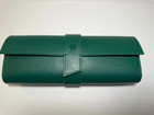Luxury Green Leather Watch Roll Travel Case 3 Slot Storage Pouch Collector Gift