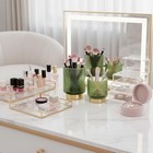 Makeup Brush Holder For Vanity  Glass Makeup Organizer Cup  Gold Green