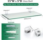 Floating Glass Shelves For Bathroom  15 X 5 Inch Chrome Tempered Glass Shelf For