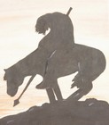 Antique Watercolor Western Painting End Of The Trail Silhouette Signed Indian