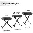 Cushioned Piano Bench  Adjustable Padded Keyboard Stool Chair  Foldable - Black