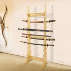 20 Tier Medieval Sword Stand Solid Wood Horizontal Display Rack For Katana Sword