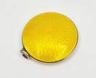 Fine Art Deco Sterling Silver Yellow Guilloche Enamel Compact Birmingham 1925