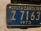 South Carolina Motorcycle License Plate 1973 Z 7163