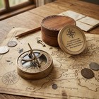 Handmade Brass Sundial Compass With Leather Case - Vintage Sun Clock