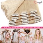 8 -30  Thick Clip In Real Remy Human Hair Extensions 8 Pieces Full Head Straight