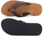 Kuailu Men s Yoga Mat Leather Flip Flops Thong Sandals With Arch Support