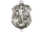 Pewter Saint Michael The Archangel Shield Medal Pendant Necklace 24  Chain Gift