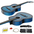 38 Inch Beginners Acoustic Guitar Tuner And Pick In Blue With Free Case Strap 