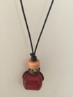Gorgeous Vintage Large Red Agate Barrel Cylindrical Pendant Rope Necklace 