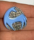Vintage Art Deco Blue Dog On Silver Lustre Moonglow Glass Button 1 