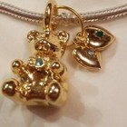 New Hearts Teddy Bear Gold Teal Charm No Bracelet Fits European Lot Pr3822-16