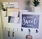 Key Holder For Wall - Mail Organizer Mount With Shelf Hanging Rack Hanger Hooks