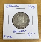 Canada 1908 Quarter 25 Twenty-five Cents  925 Silver